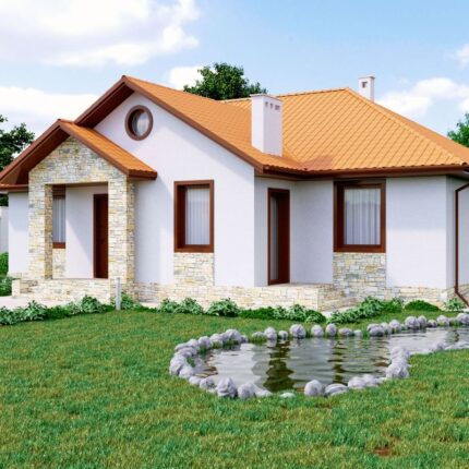 Проект одноэтажного дома с террасой