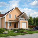 Популярный проект дома 11 на 12 с мансардой, гаражом на 24 м², кабинетом и эркером