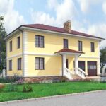 проект двухэтажного дома с гаражом из газобетона