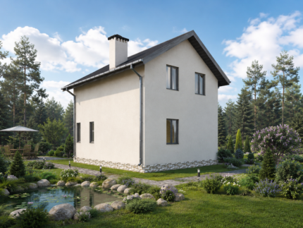 Проект дома 120 м2 с 5 комнатами - вид с участка